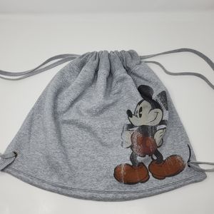 Walt Disney World Grey Fleece Drawstring Mickey Bag great condition